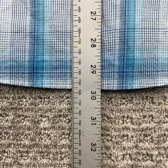 Calvin Klein Infinite Cool Shirt Men Medium M Blue White Plaid Button Up Polo - Picture 7 of 7